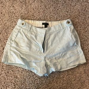 Mint green linen shorts